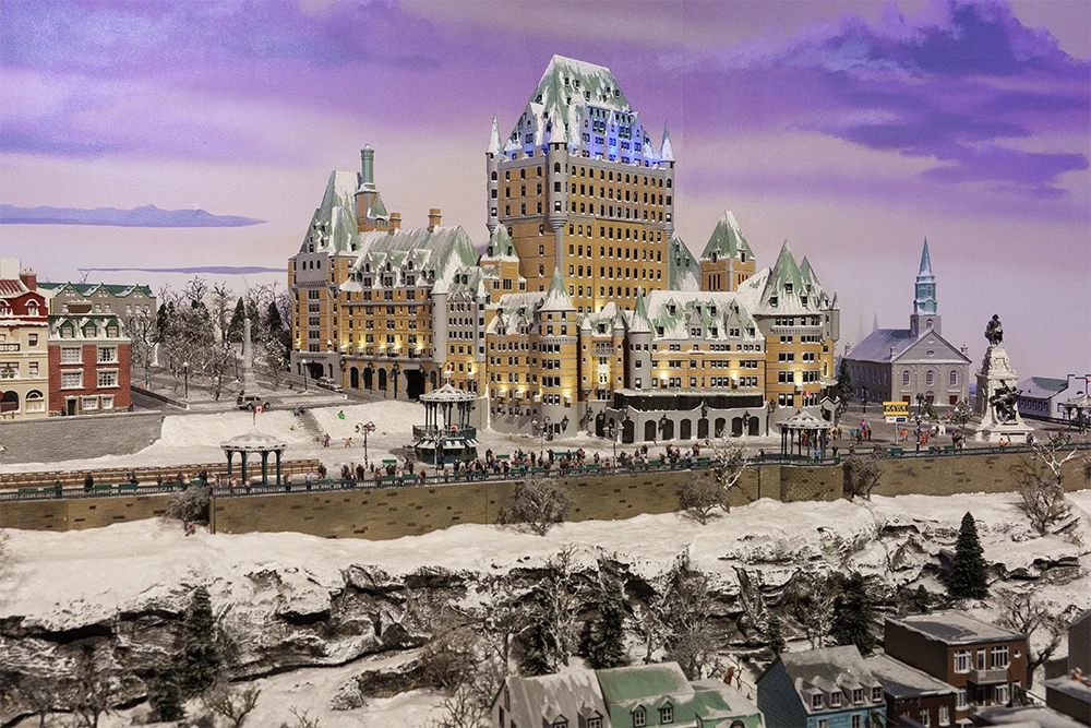 Quebec's famous Fairmont Le Château Frontenac hotel at Little Canada in Toronto