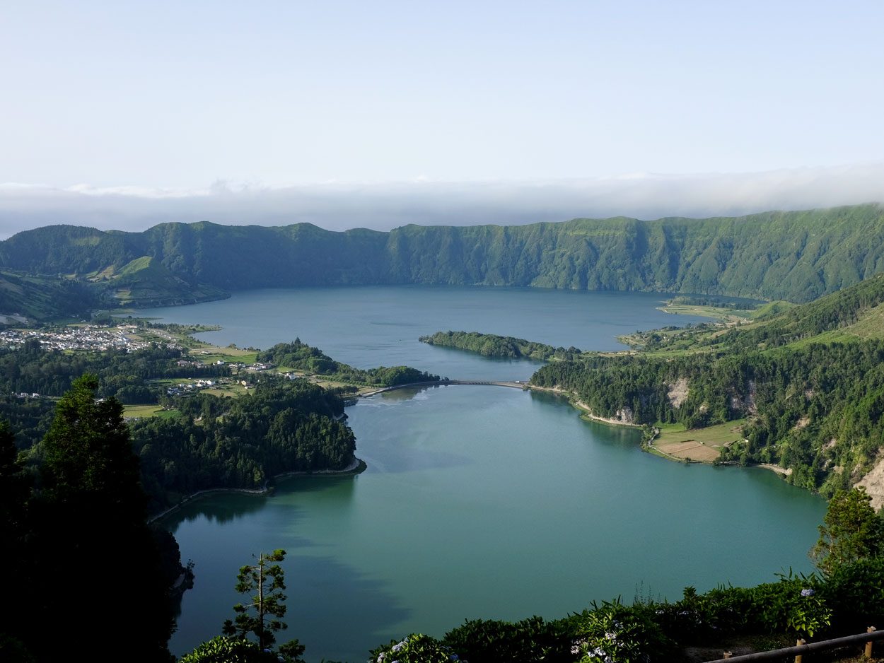 View from the roof of the abandoned Monte Palace hotel Sao Miguel the Azores