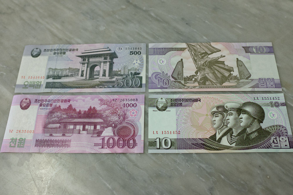 North Korean won banknotes